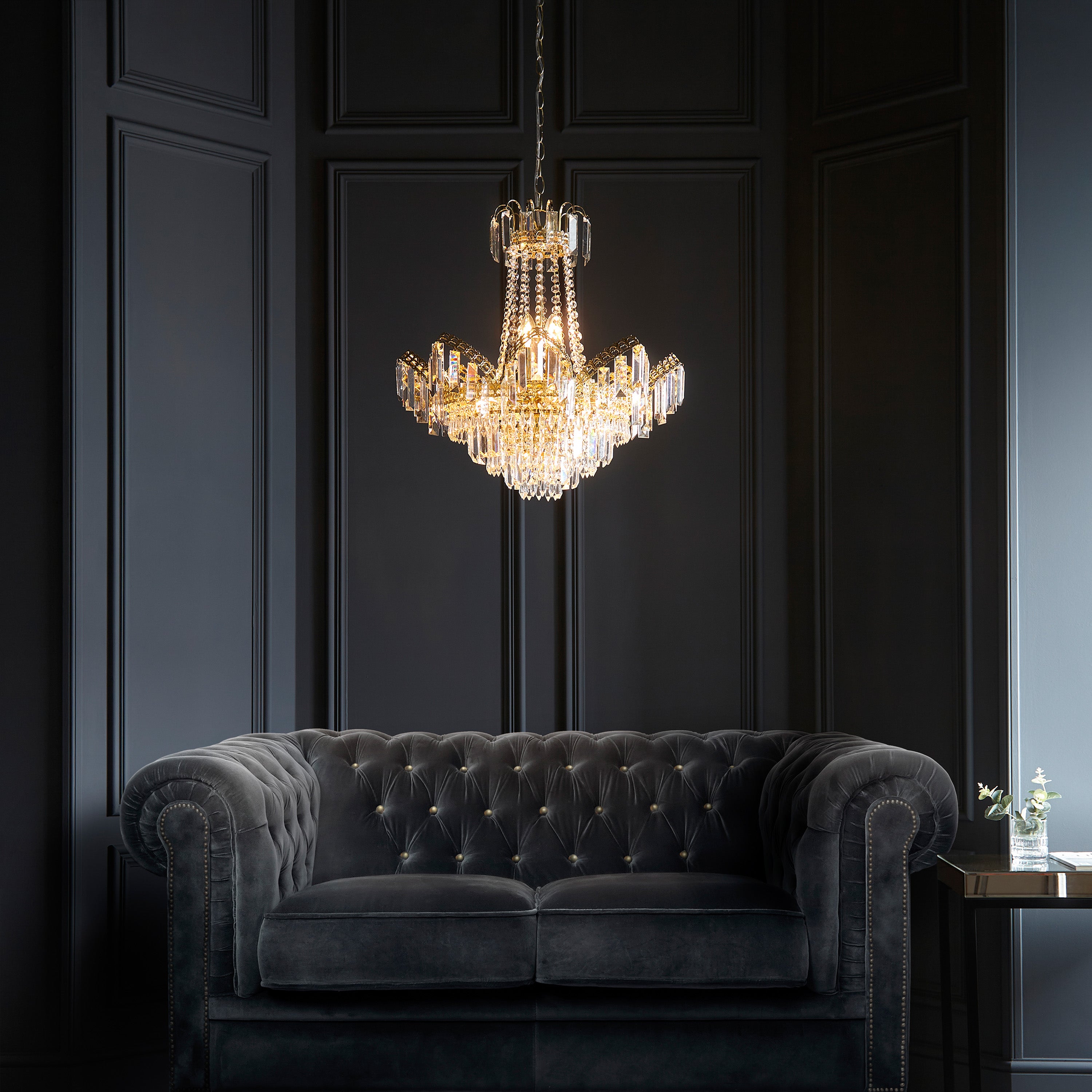 Adagio Gold Draping Crystal Glass Chandelier